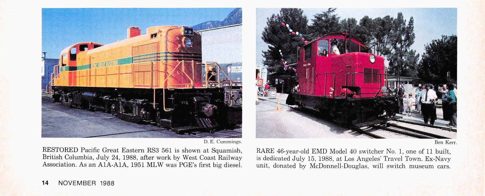 Pacific Great Eastern RS3 561 & Rare EMD Model 40 No 1 Vintage Magazine Images