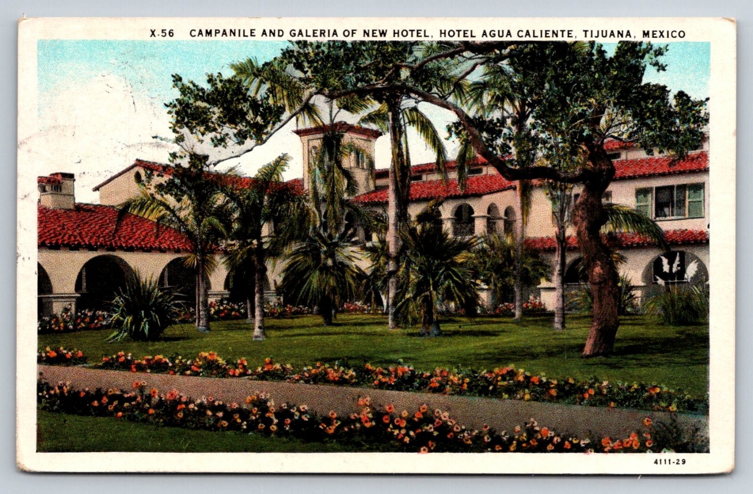1930 Agua Caliente Hotel Tijuana Mexico Campanile Galeria Vintage Postcard