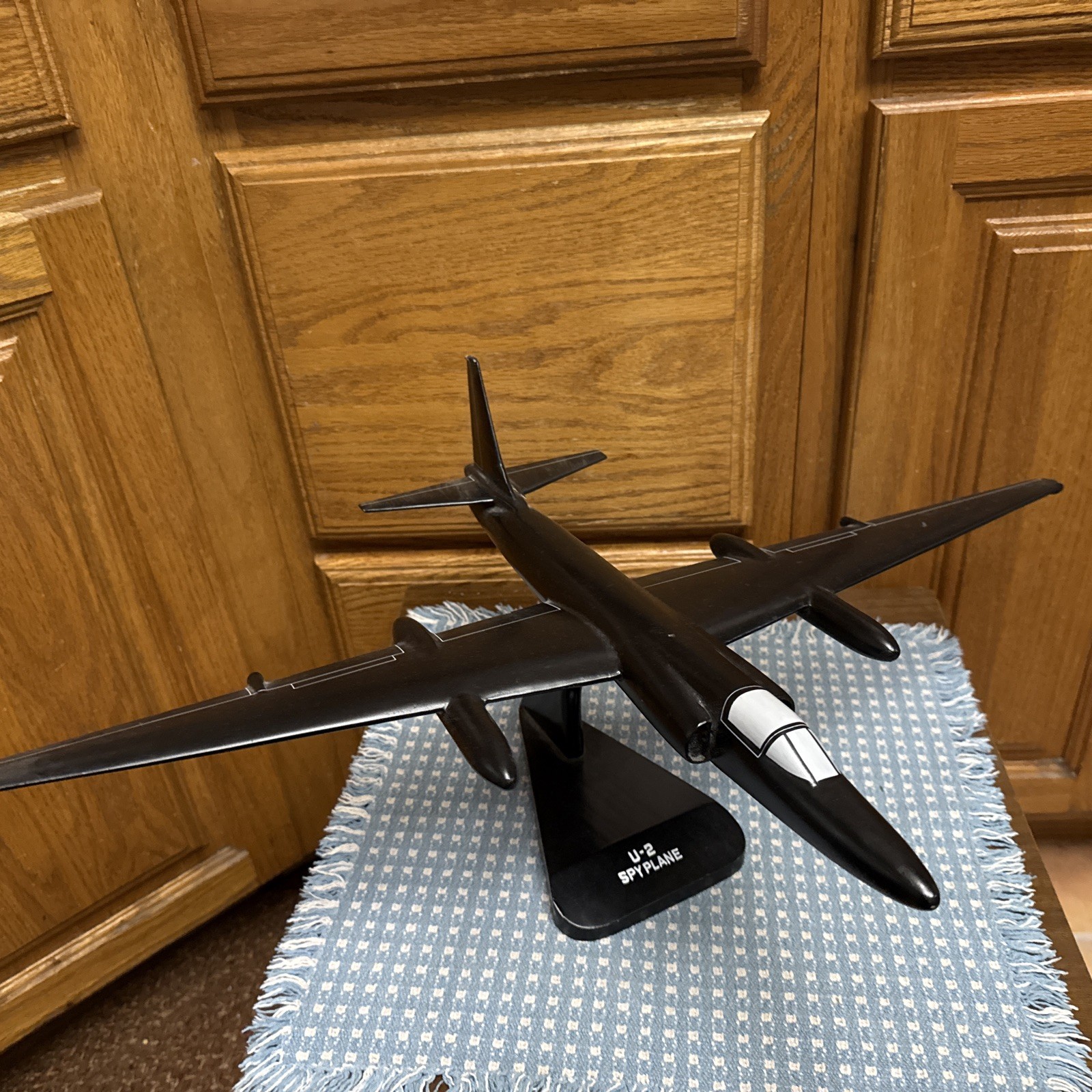 Lockheed U-2 Billijo Model Plane Hand Crafted Mahogany Wood Spy Desk 1:48 15.5”