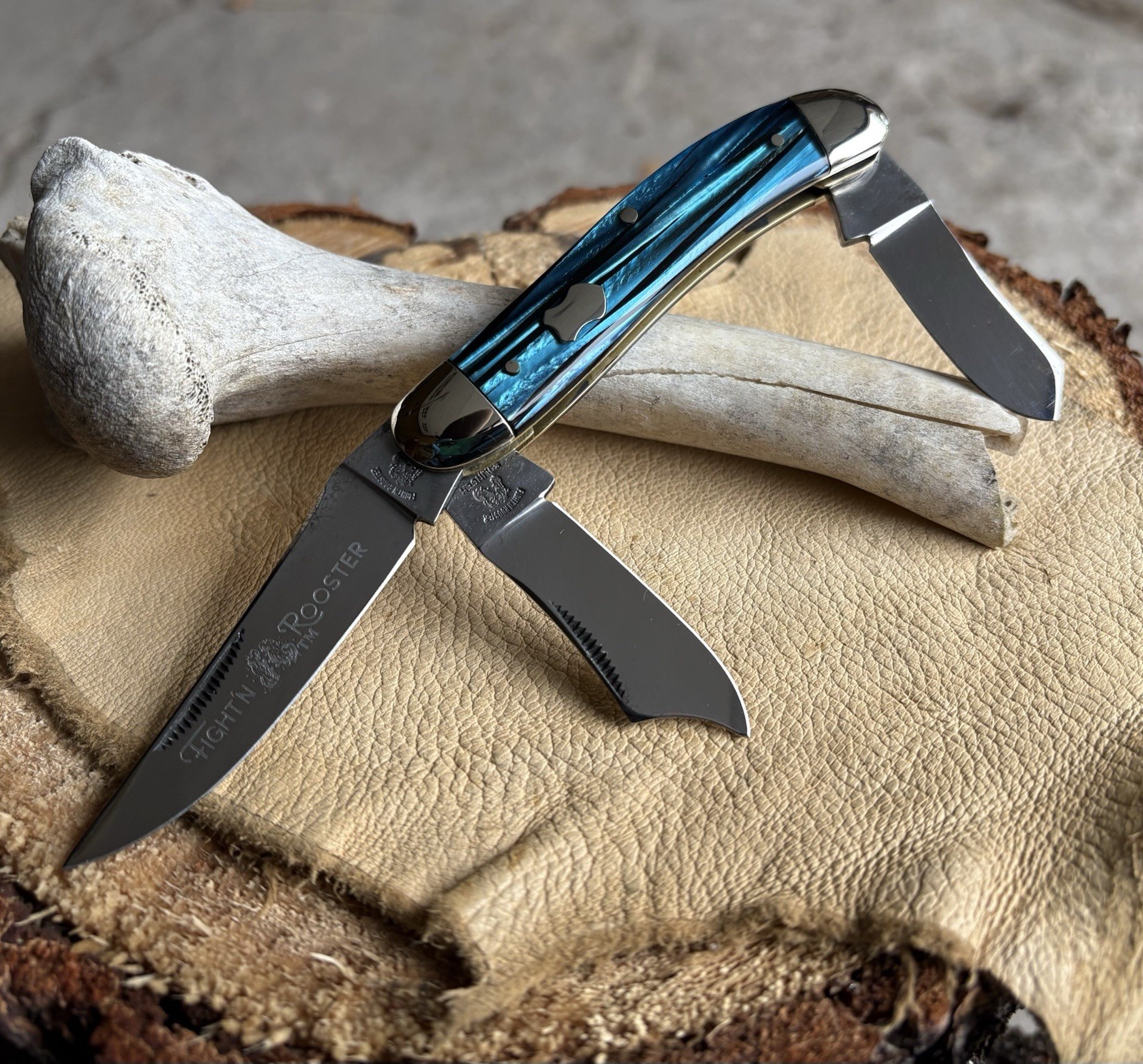 🇩🇪RARE VINTAGE FIGHT’N ROOSTER KNIFE (1 of 100) Blue “Pearl” SOLINGEN GERMANY 🇩🇪RARE VINTAGE FIGHT’N ROOSTER KNIFE (1 of 100) Blue “Pearl” SOLINGEN GERMANY