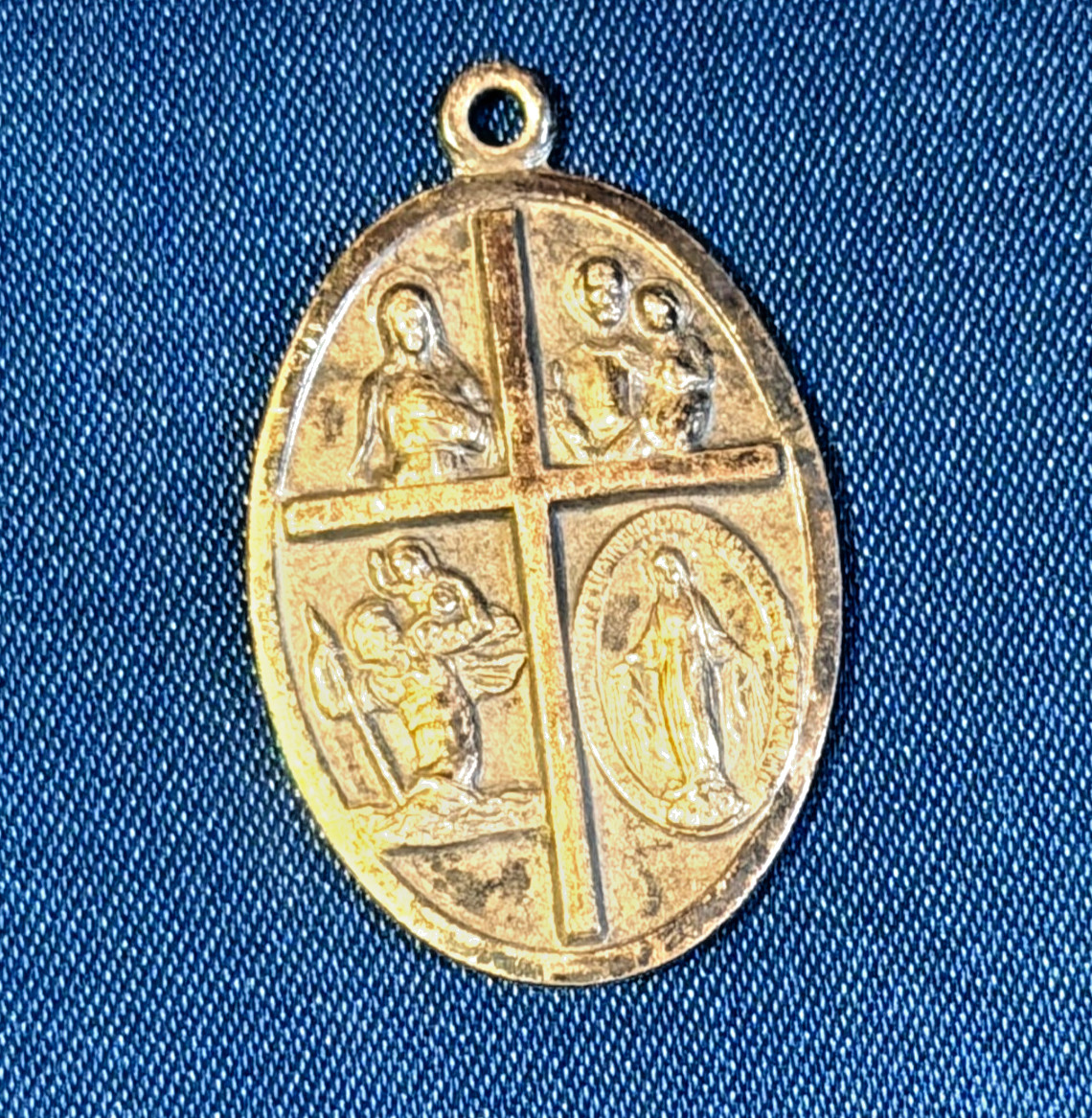 French 4-Way Cross Medal Je Suis Catholique En Cas d\'Accident Demandez Un Pretre