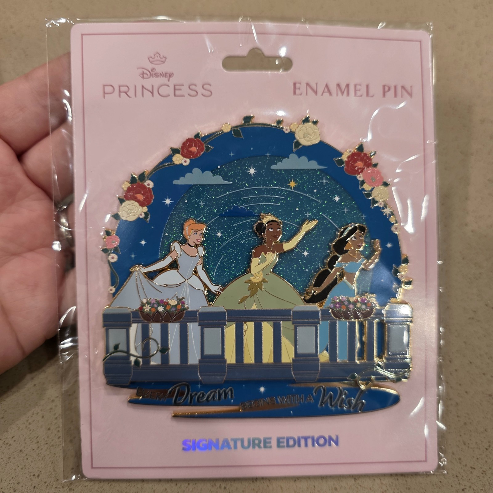 Pink a La Mode PALM Princess Every Dream Begins With A Wish Jumbo Pin LE