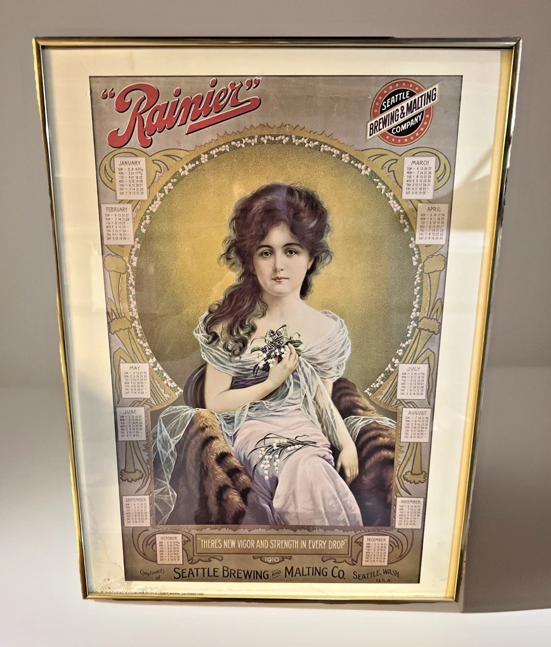 Vintage Rainier Brewing Company With 1910 Calendar RARE Vintage Rainier Brewing Company With 1910 Calendar RARE