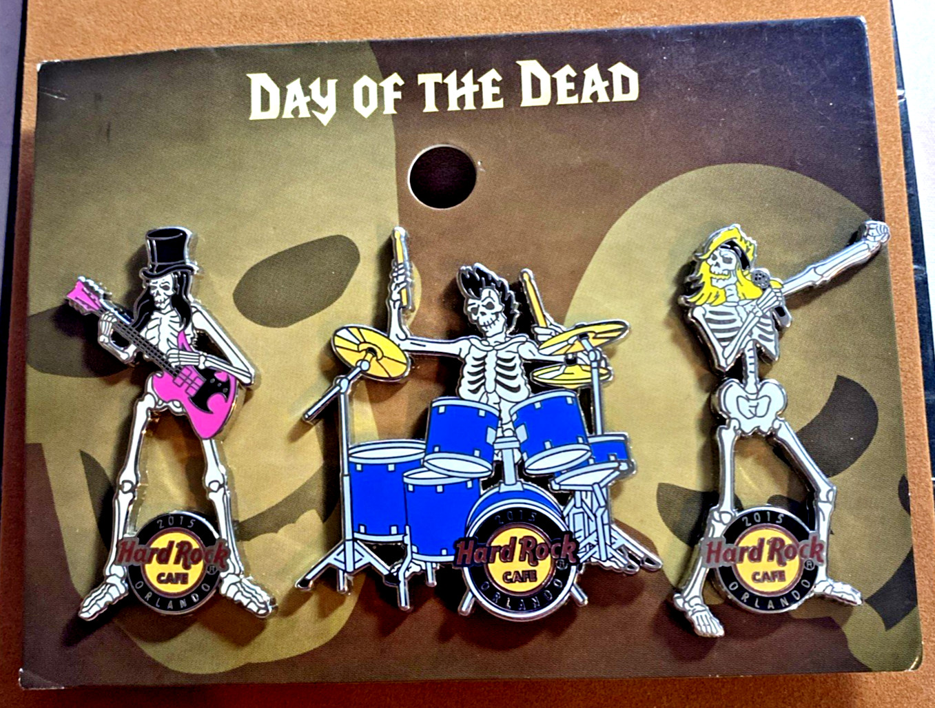 SEMINOLE HARD ROCK CAFE TAMPA 2015 DAY OF THE DEAD BONE BAND LE 300 3 PIN SET