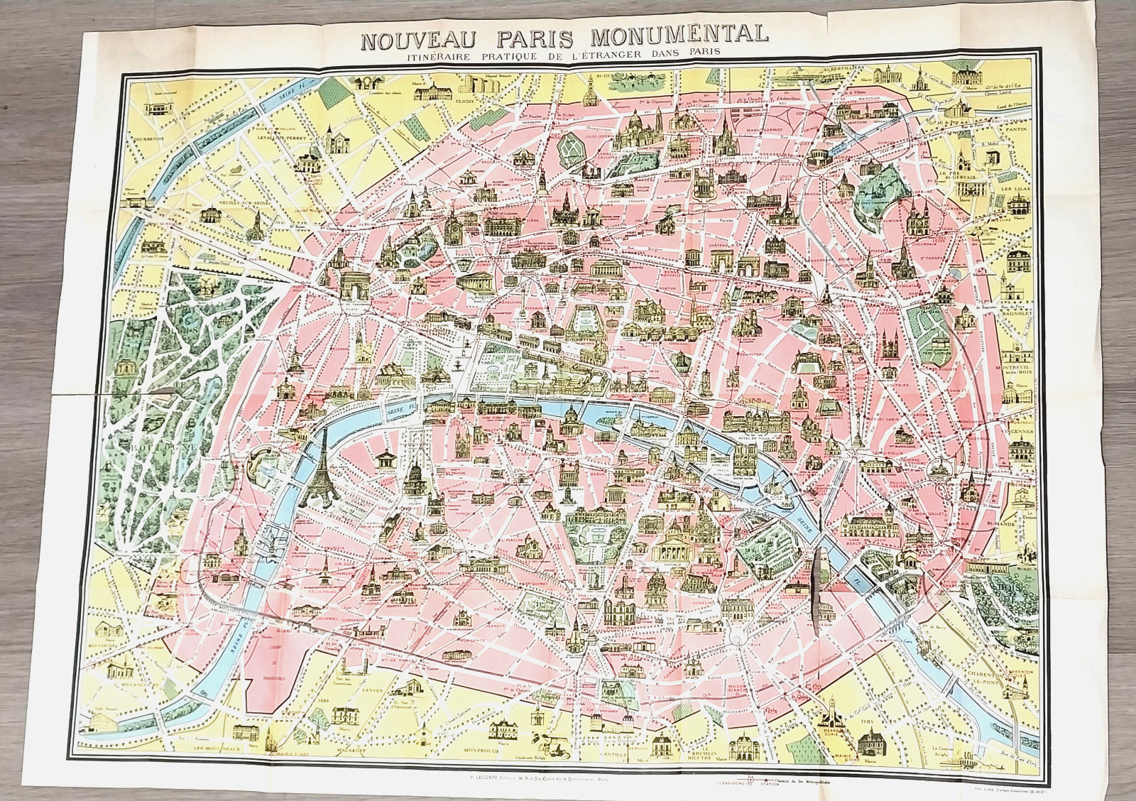 VERIFIED Original Map NOUVEAU PARIS MONUMENTAL-PLAN OF PARIS-1948-L@@K RARE VERIFIED Original Map NOUVEAU PARIS MONUMENTAL-PLAN OF PARIS-1948-L@@K RARE