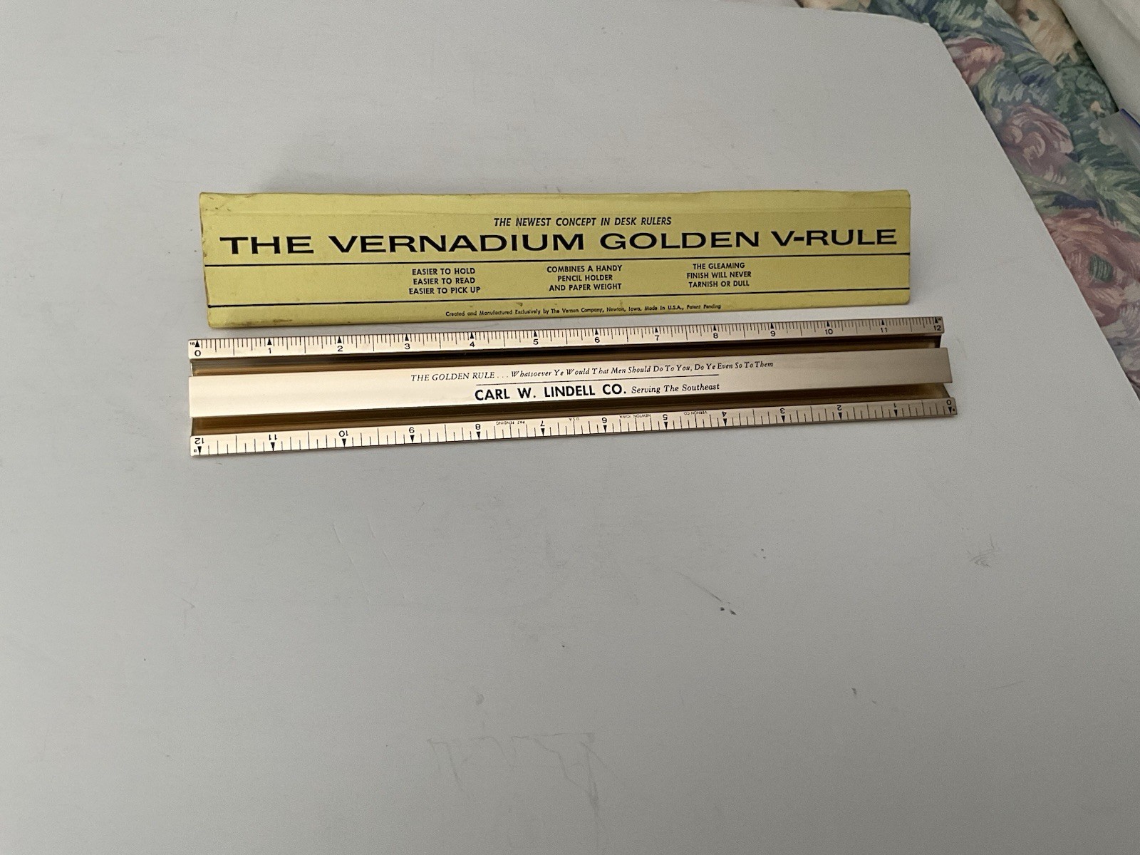 Vintage Vernadium “Golden V-Rule” Carl W. Lindell Co. – Jacksonville, Fl