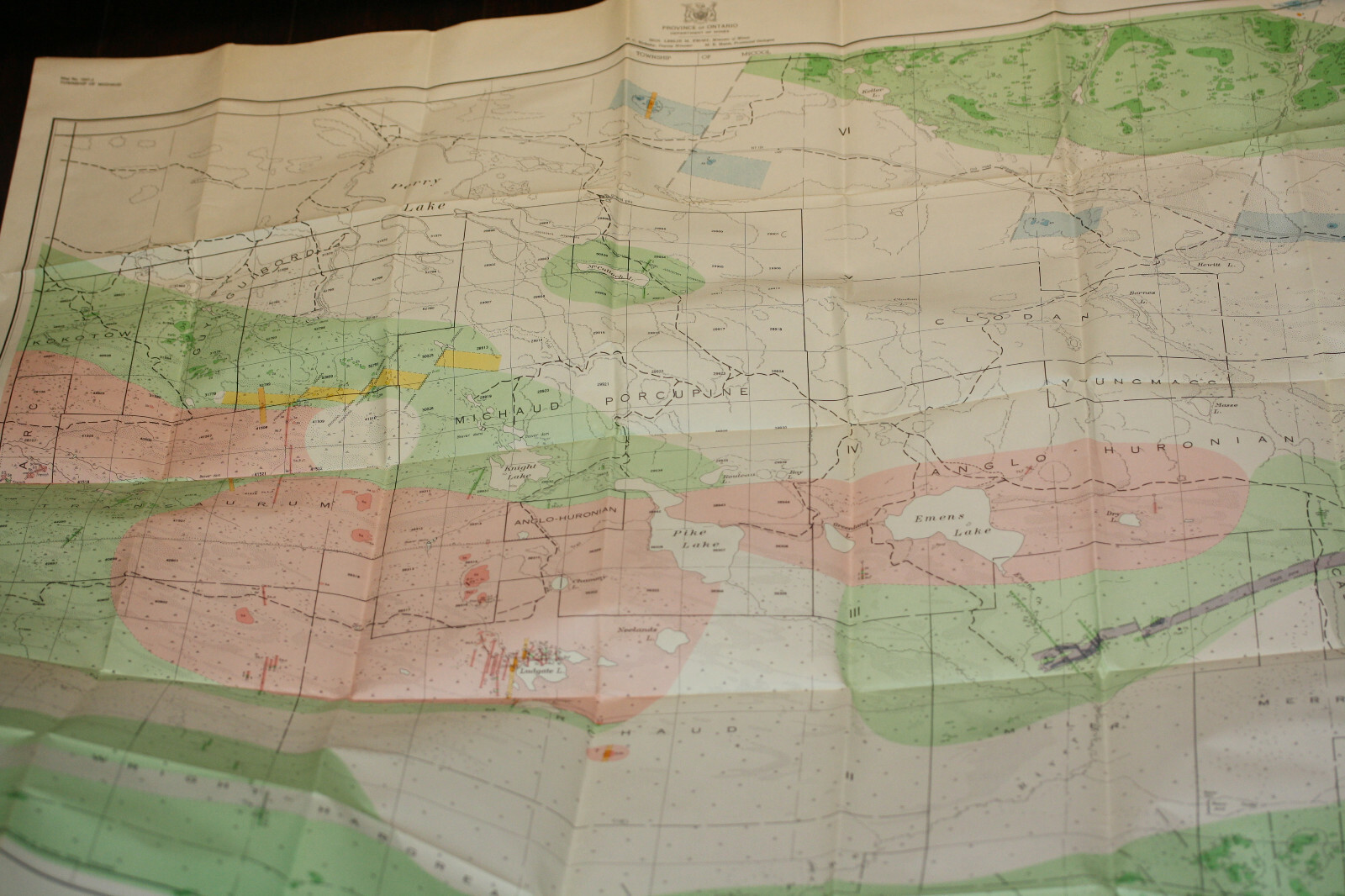 1947 Map of Town of Michaud Cochrane Northern Ontario Canada Mineral Mines 36