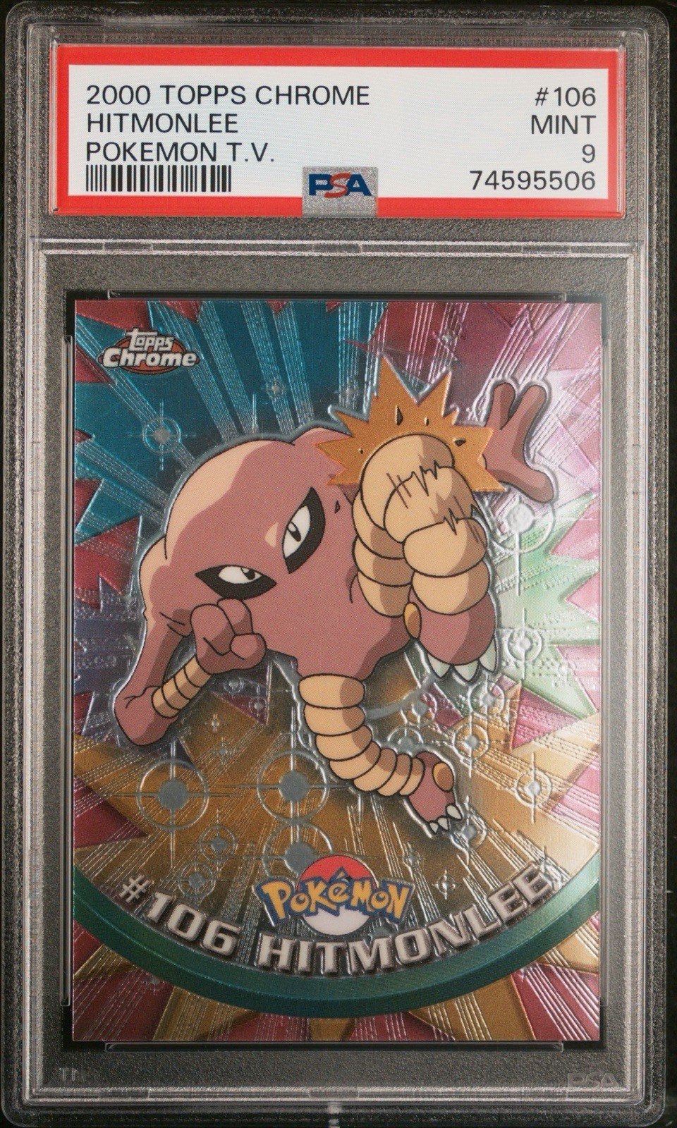 2000 Topps Chrome Pokémon Hitmonlee #106 Base Set PSA 9 Trading Card 2000 Topps Chrome Pokémon Hitmonlee #106 Base Set PSA 9 Trading Card