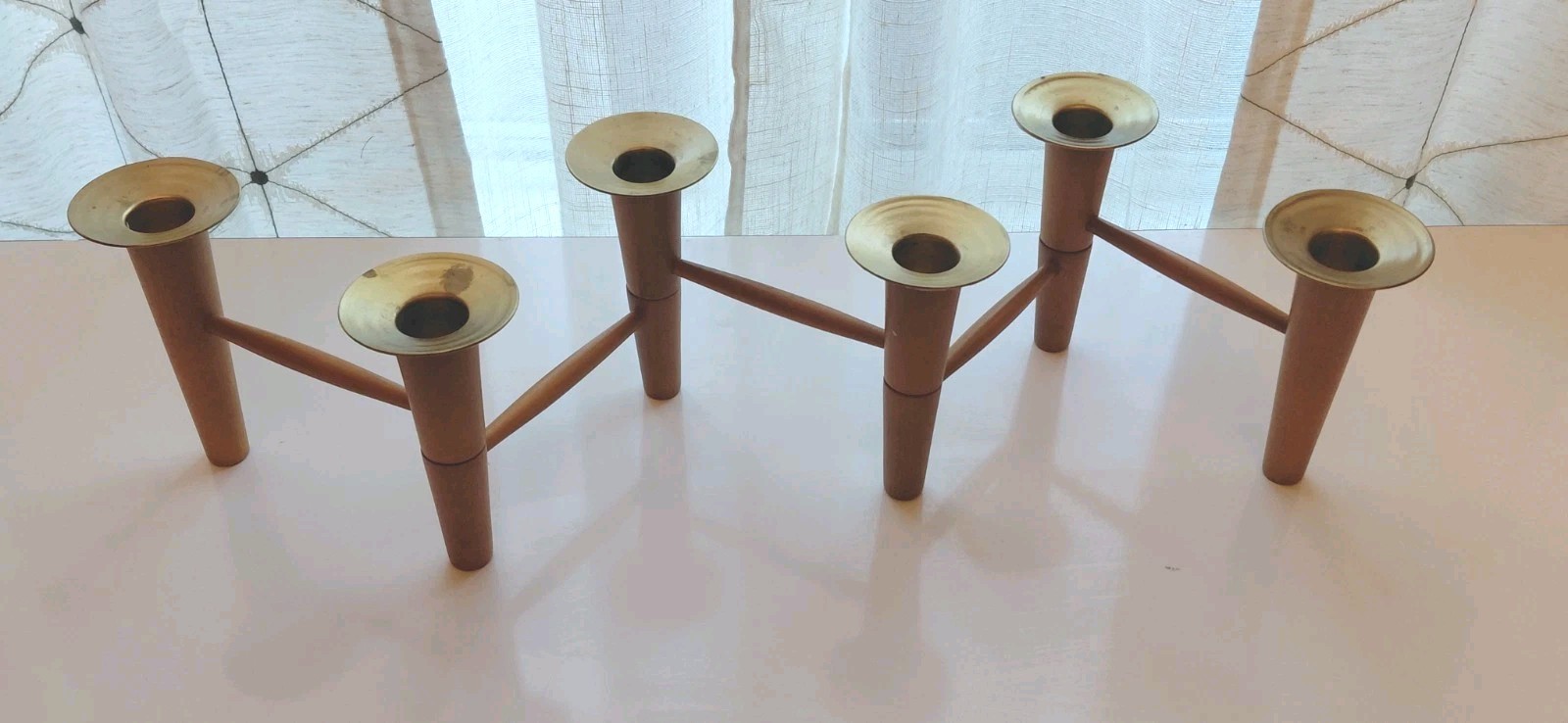 Vintage Laur Jensen Danish Teak Folding Candelabra Mid Century Modern MCM 6...