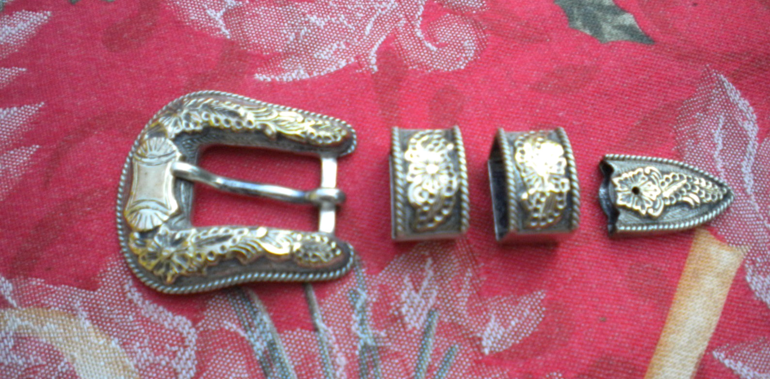 Vintage Hollands San Angelo 14k Gold Sterling Silver 4 pc Ranger Belt Buckle 203 Vintage Hollands San Angelo 14k Gold Sterling Silver 4 pc Ranger Belt Buckle 203