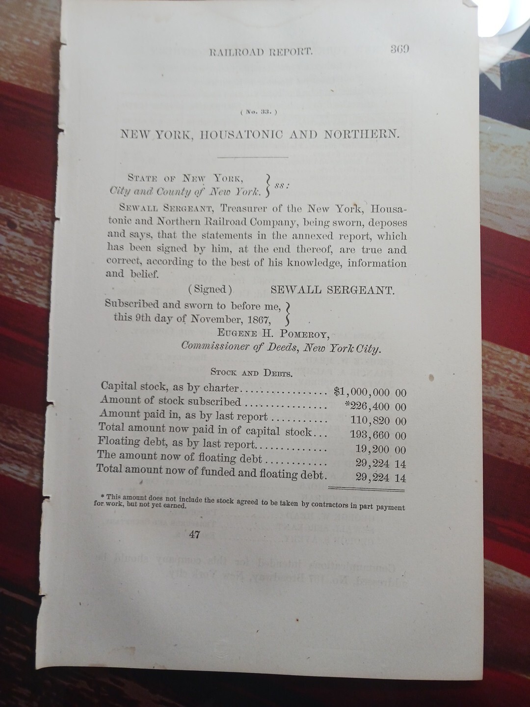 ☆1867 train report NEW YORK HOUSATONIC & NORTHERN RAILROAD White Plains NY