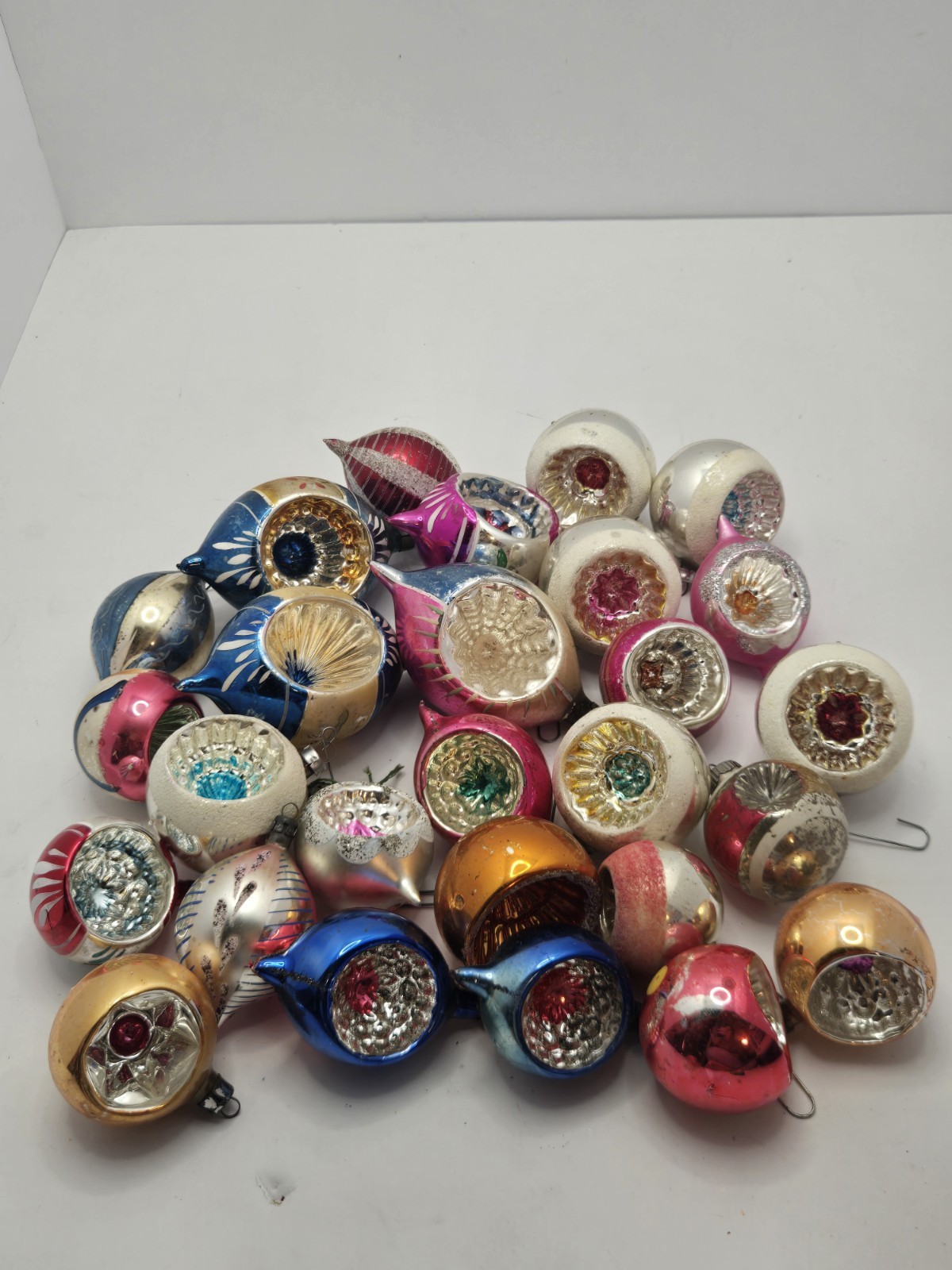 Mixed Lot Vintage Ornaments Shiny Brite,W.Germany,Poland, Indents,Mica, Fantasia