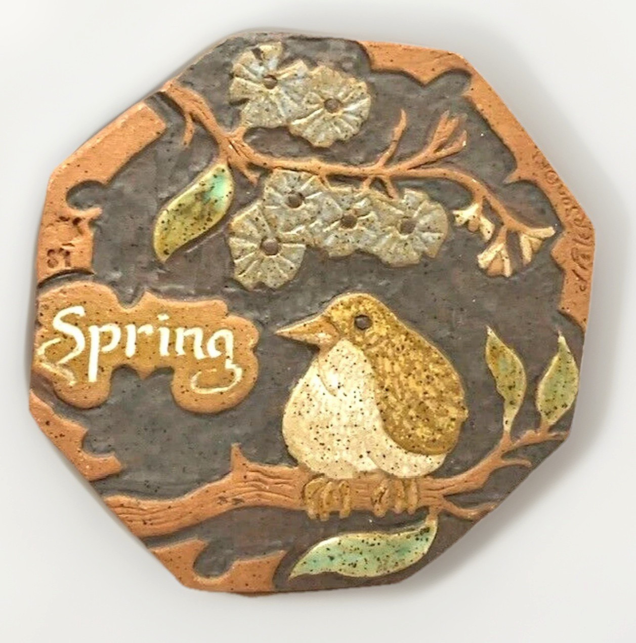 Pottery Wall Plaque Folk OOAK J Peterson Art Studio Art Decor Bird Spring Gift Pottery Wall Plaque Folk OOAK J Peterson Art Studio Art Decor Bird Spring Gift