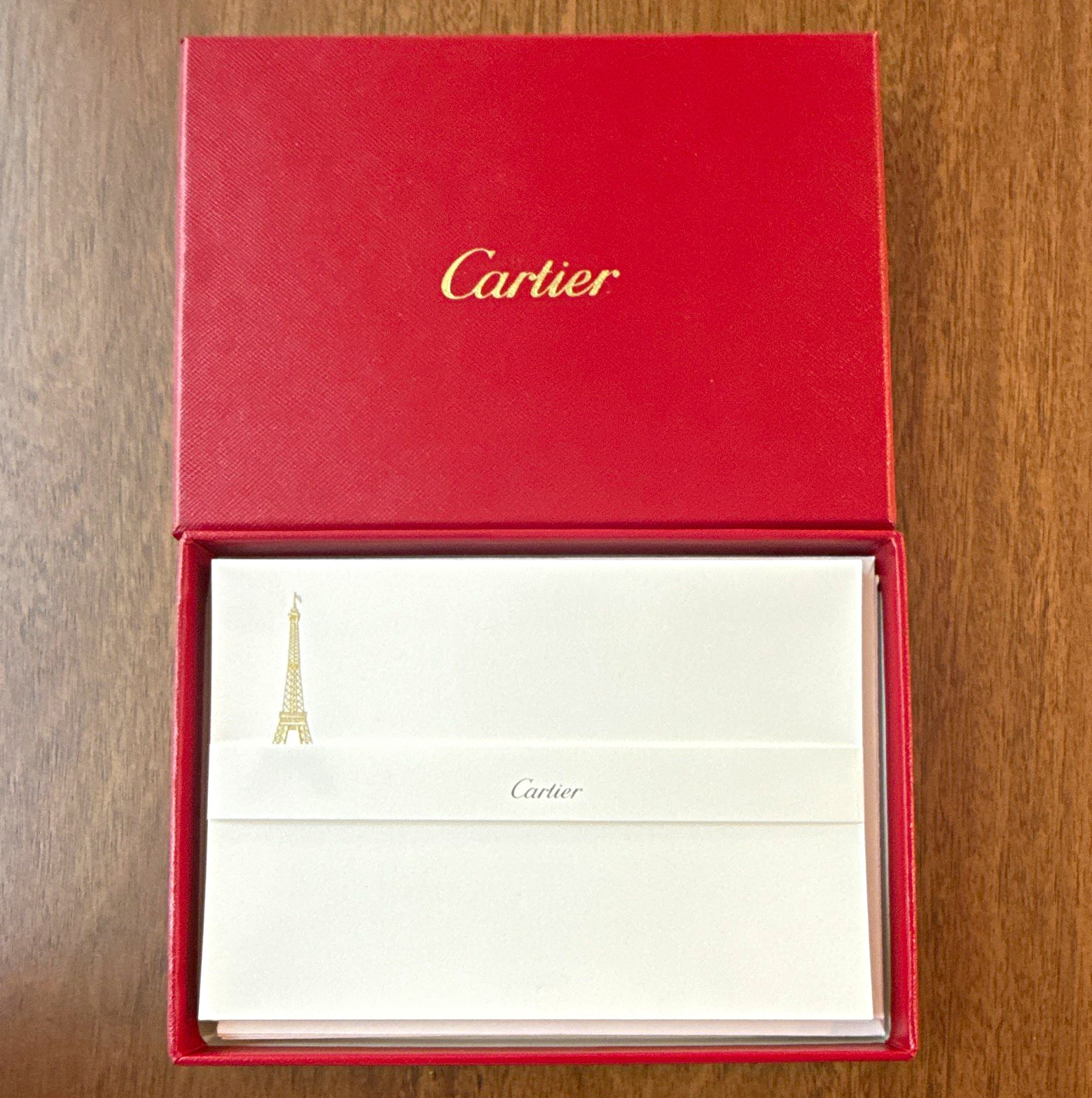 Cartier Red Presentation Box with Stationery Cards & Envelopes Set
