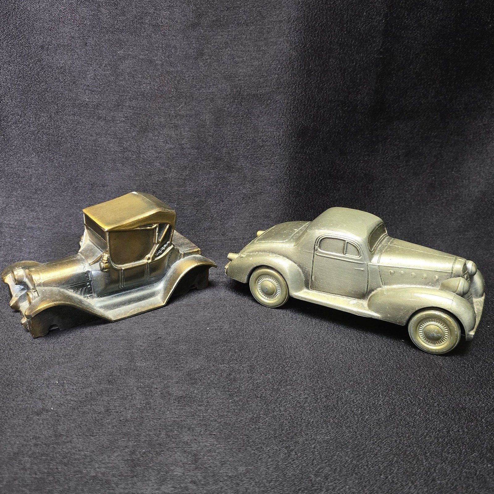 Vintage Diecast Brass Banthrico & Silver Tone La Salle Antique Car Coin Banks Vintage Diecast Brass Banthrico & Silver Tone La Salle Antique Car Coin Banks