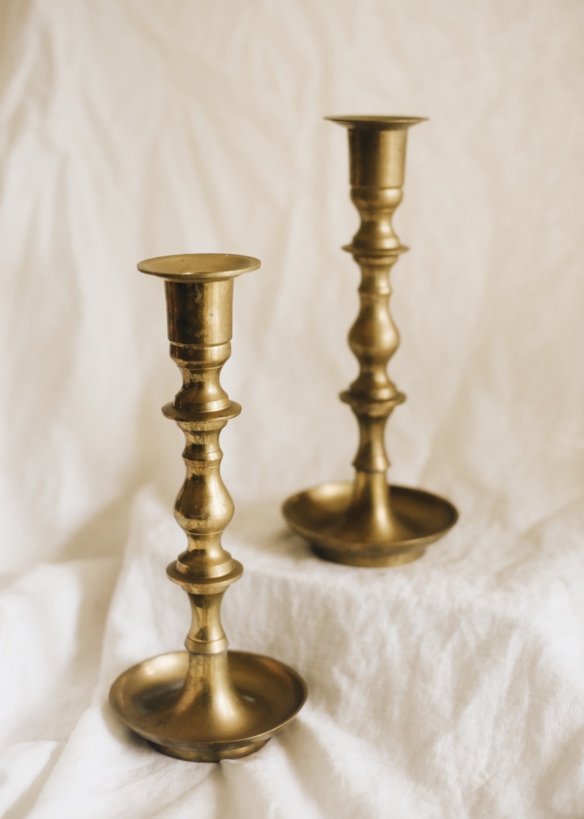 Vintage Solid Brass Baluster Candlesticks Pair Made in India 1970s 9.25\ Vintage Solid Brass Baluster Candlesticks Pair Made in India 1970s 9.25\
