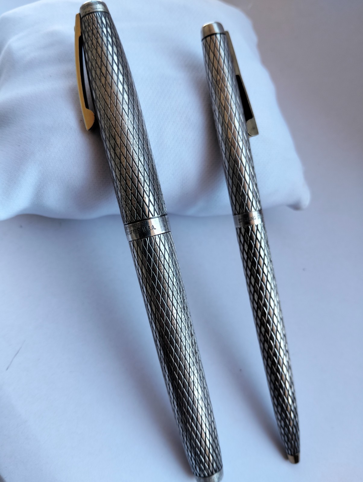 Vintage Sheaffer Sterling Silver Imperial Set - Fountain Ballpoint 14K Nib