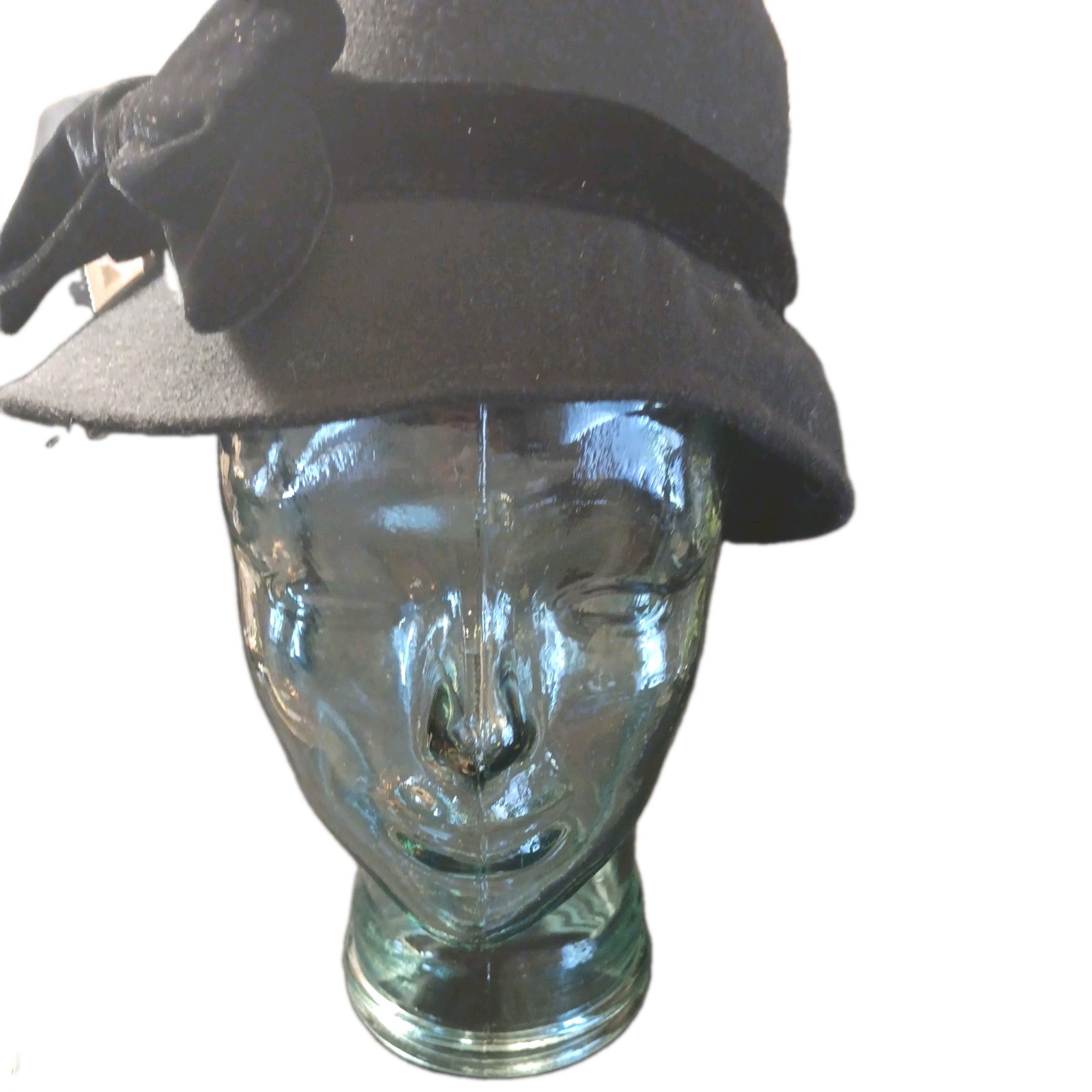 * Vtg Aqua Glass Mannequin Head Hat Wig Store Display Made in Spain 