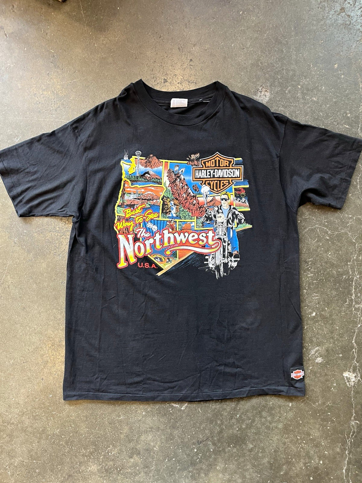 Vintage 1990s Harley Davidson “Best way to see the north west” Tee Shirt Sz 2XL Vintage 1990s Harley Davidson “Best way to see the north west” Tee Shirt Sz 2XL