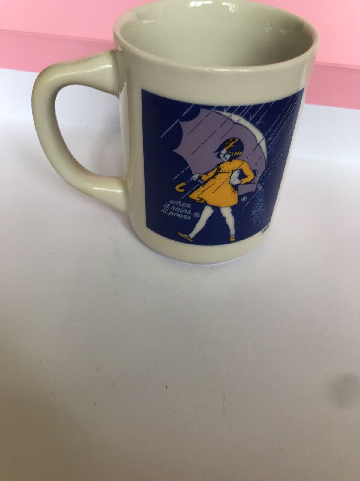Vintage Morton Salt Girl 1968 Logo Coffee Mug When It Rains It Pours Cup