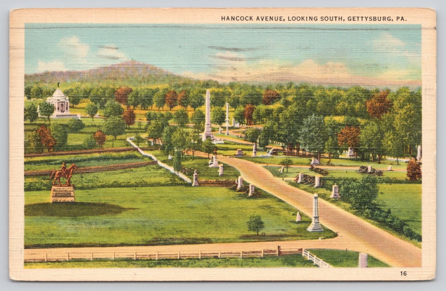 Gettysburg PA Hancock Avenue View South Linen Postcard 1941 US Civil War