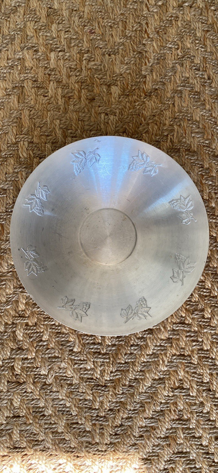 Vintage West Bend Aluminum Co Serving Fruit Bowl Embossed Grapes Made in USA Vintage West Bend Aluminum Co Serving Fruit Bowl Embossed Grapes Made in USA