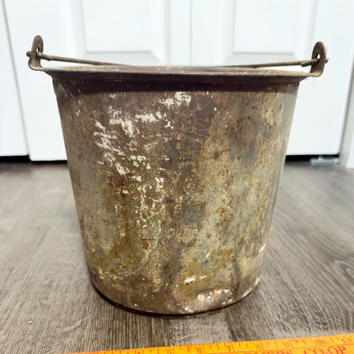 Vintage Antique Steel Fireman’s Metal Bucket with Bail Handle, Vintage Antique Steel Fireman’s Metal Bucket with Bail Handle,