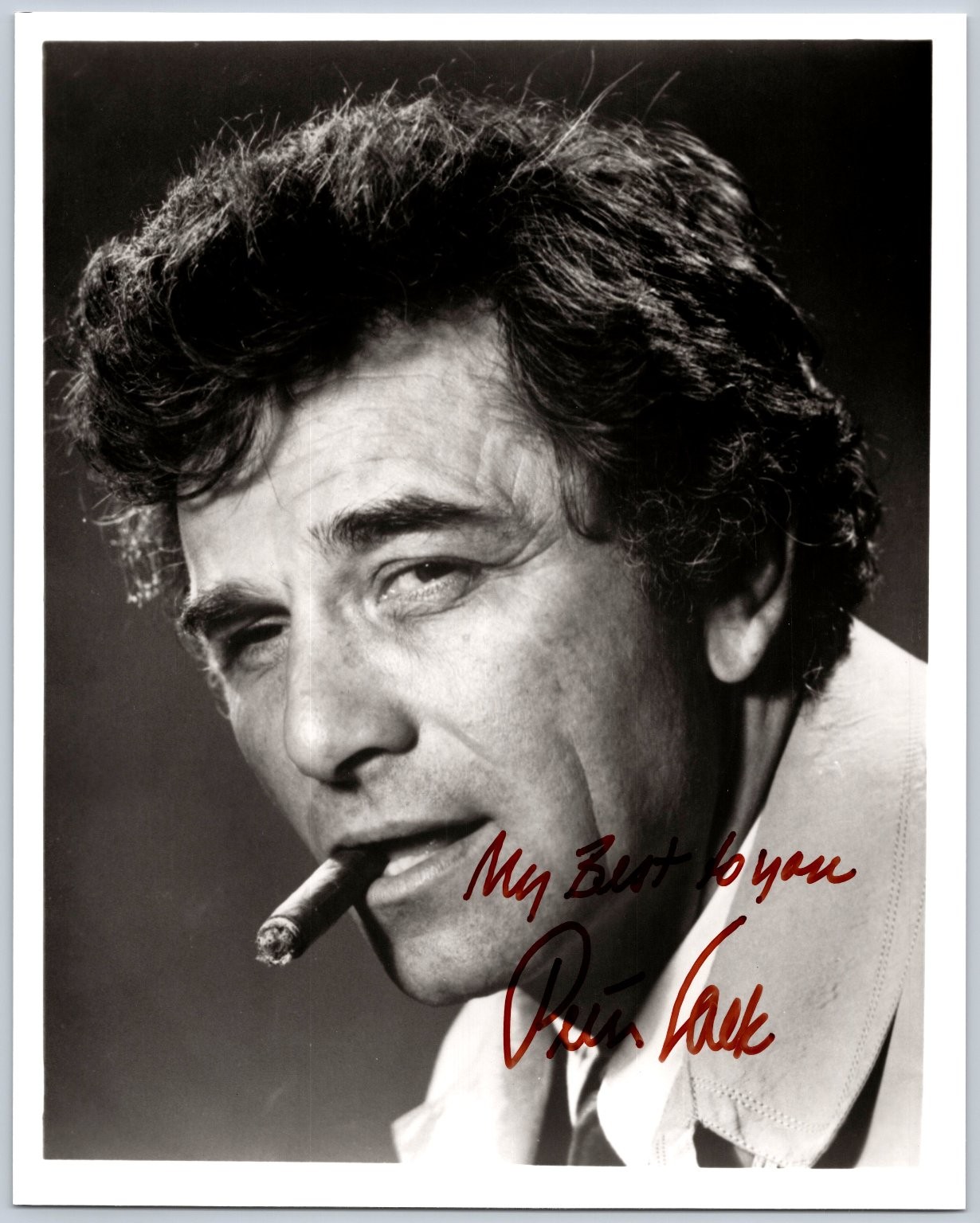 Peter Falk Autograph Photo Signed Actor Columbo Star Cigar