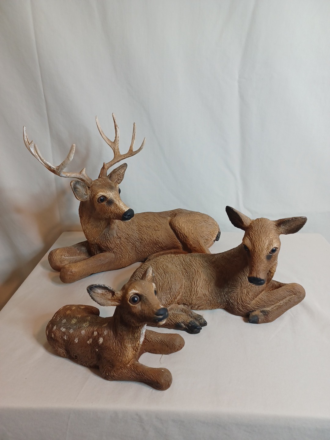 Vintage Homco Deer Family 1984 Buck Doe Fawn Resin Farmhouse Man Cave Cabin USA 