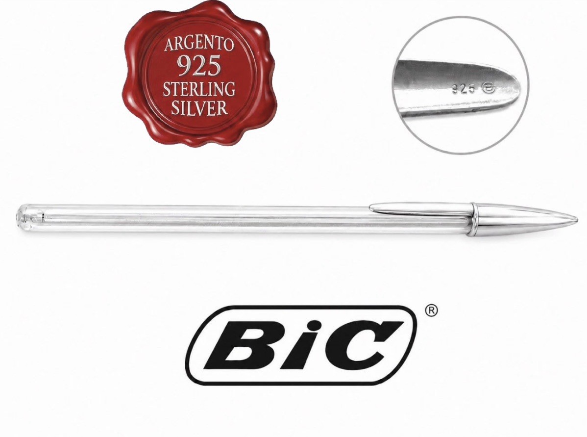 BIC Cristal Silver Pen Cap SOLID SILVER 925 Vintage \'91 A