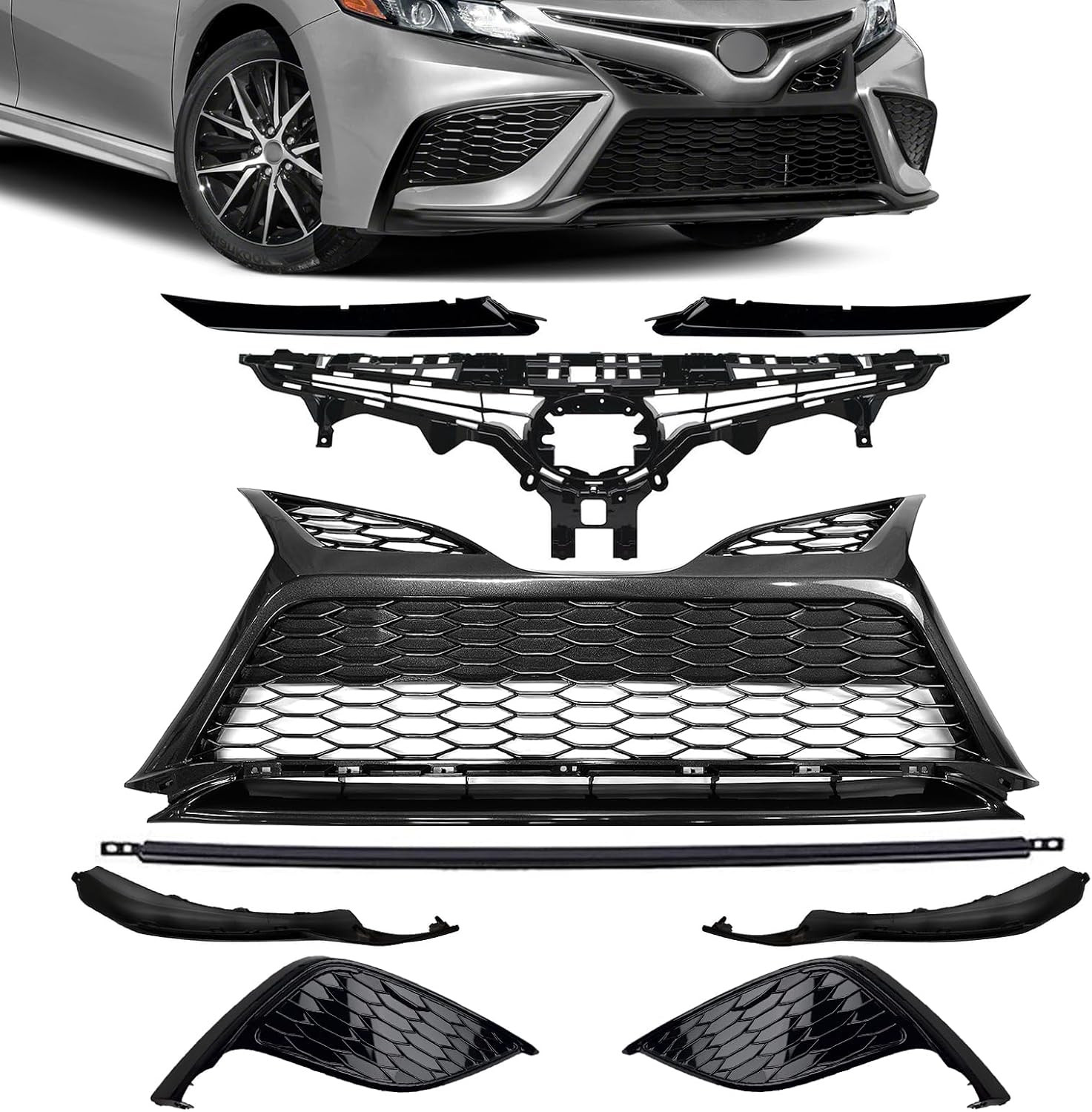 Complete Front Bumper Grille Assy for 2021 2022 2023 Toyota Camry SE XSE Complete Front Bumper Grille Assy for 2021 2022 2023 Toyota Camry SE XSE