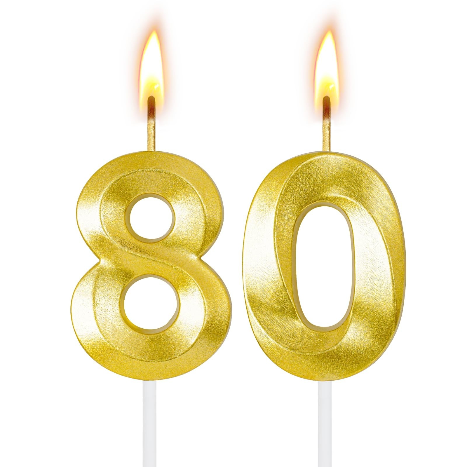 80th Birthday Decorations for Women and Men, Gold Number 80 Candle 80th Birthday Decorations for Women and Men, Gold Number 80 Candle