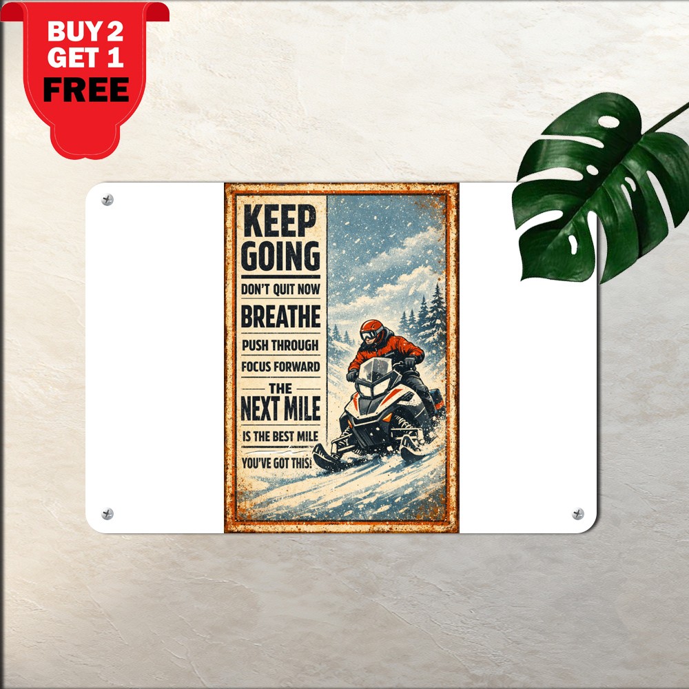 Snowmobile Winter Travel Humor Tin Sign Rustic Cabin Bathroom Metal Plaque 8x12