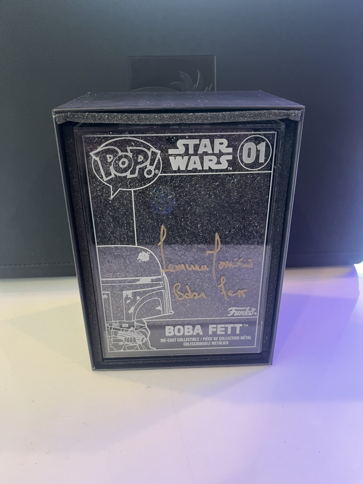 Boba Fett #01 Die Cast- Star Wars -  Vaulted Funko Pop SIGNED Temura Morrison