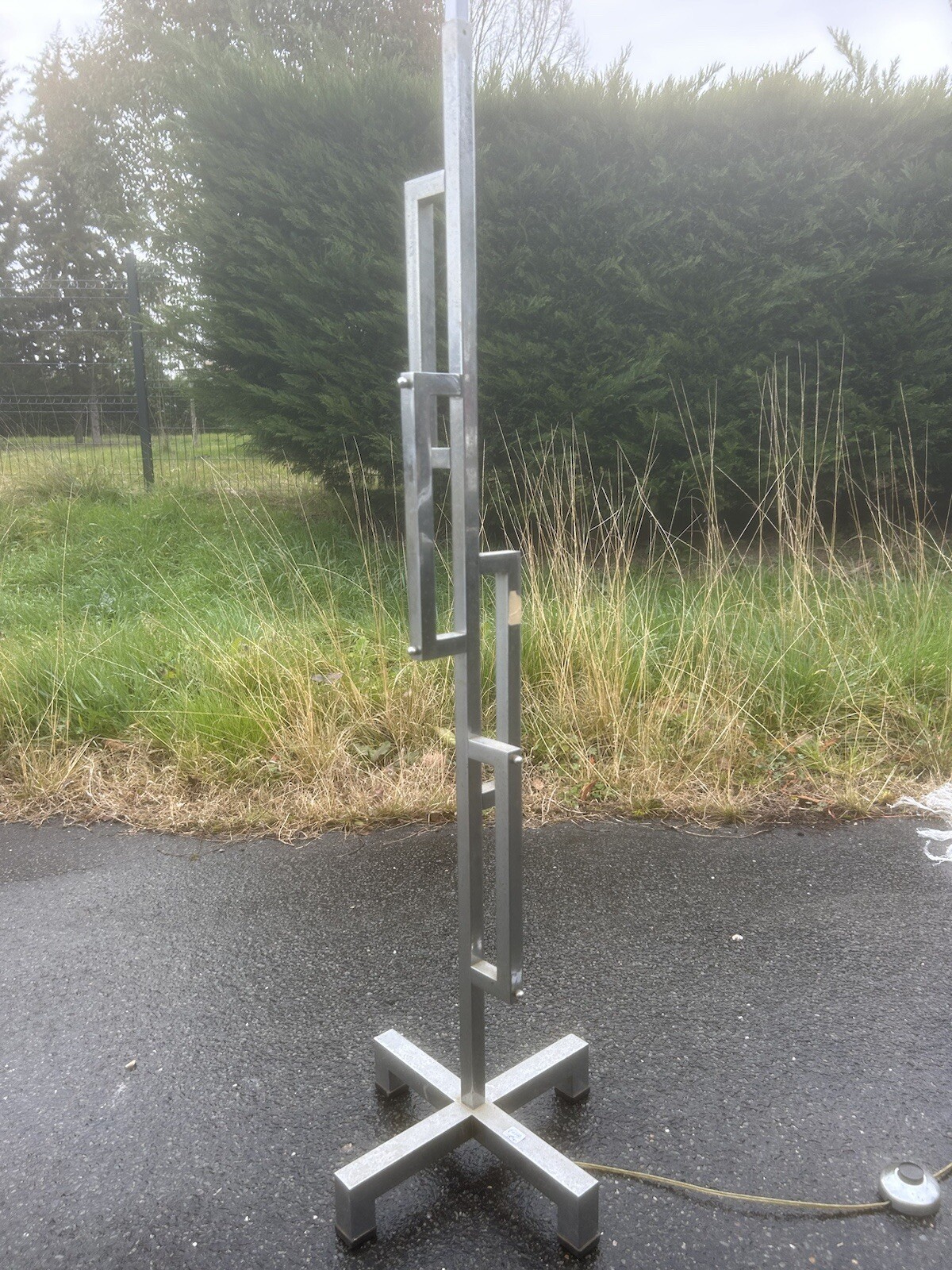 Art Deco Antique Modernist Brass Nickel Plated Chrome Floor Lamp