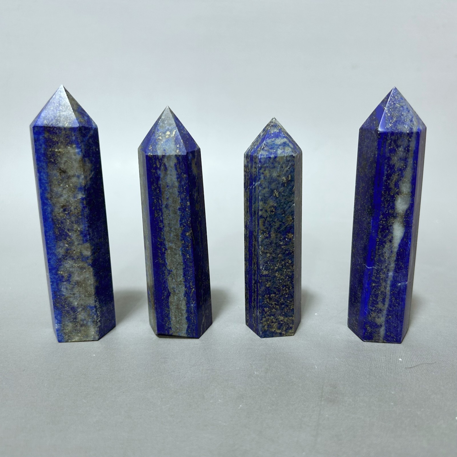 4pc Natural Lapis Lazuli Quartz Tower Point Healing Crystal Wand Obelisk 70-90mm