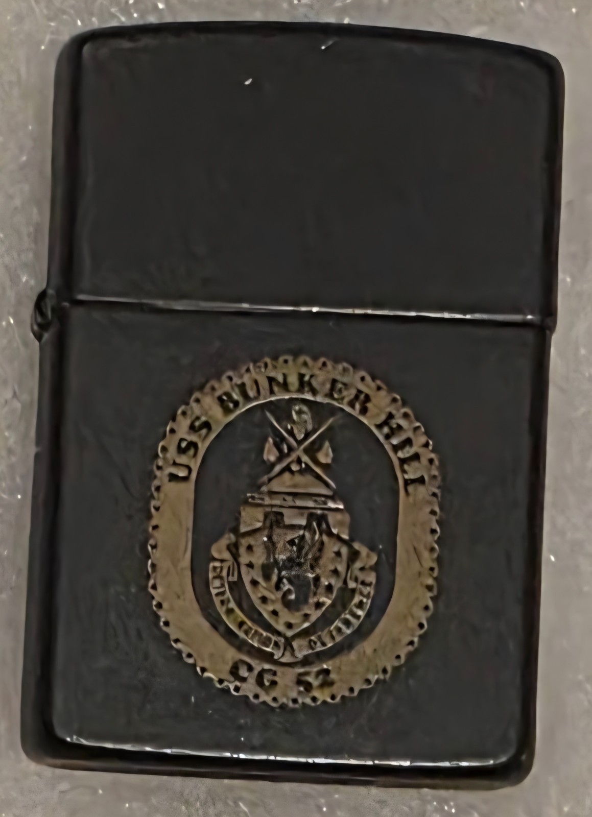 Vintage Metal Zippo, USS Bunker Hill CG-52, Guided Missile Cruiser Ship, Navy Vintage Metal Zippo, USS Bunker Hill CG-52, Guided Missile Cruiser Ship, Navy