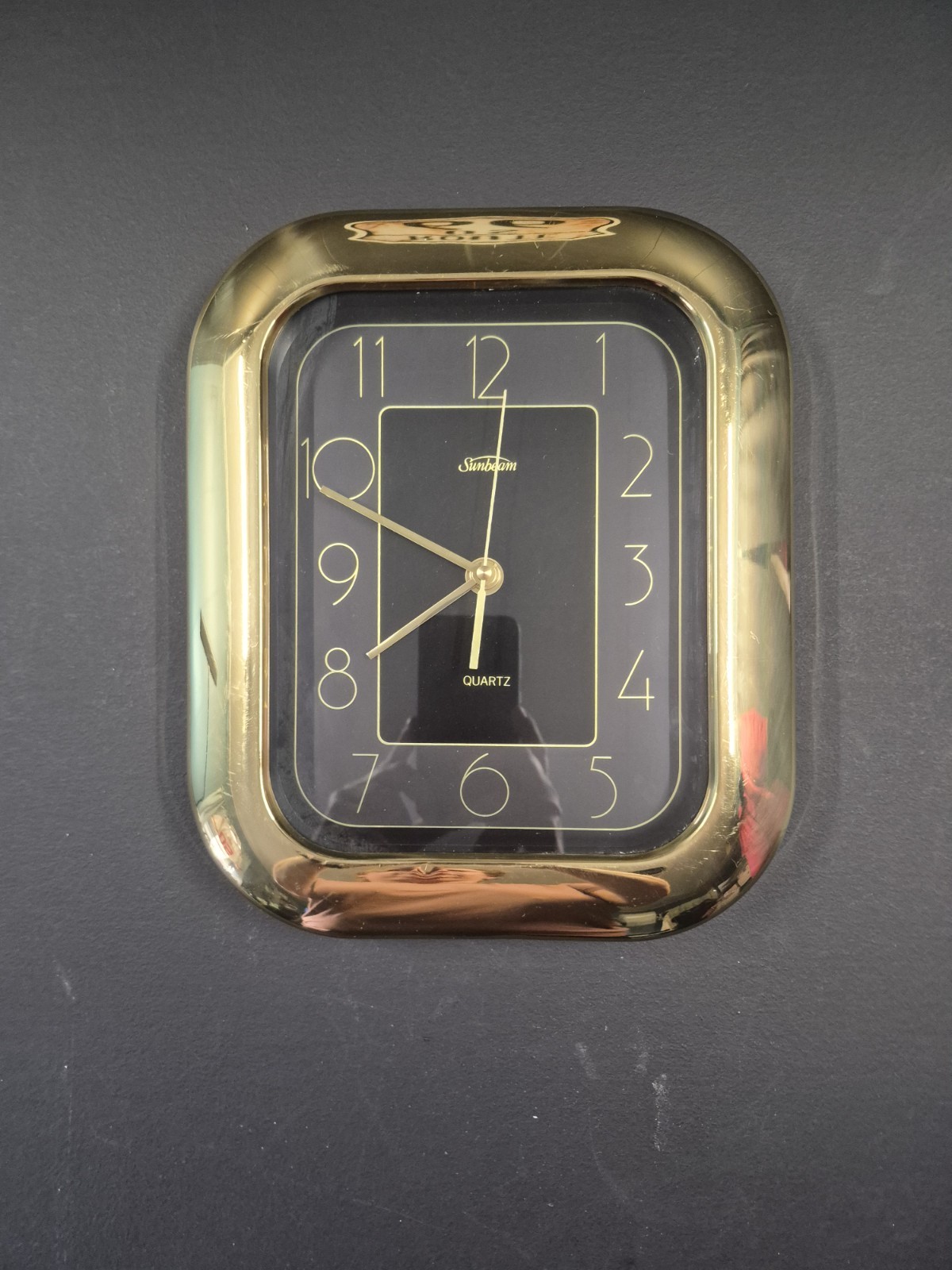 Vtg 90s Sunbeam Wallclock Black And Gold