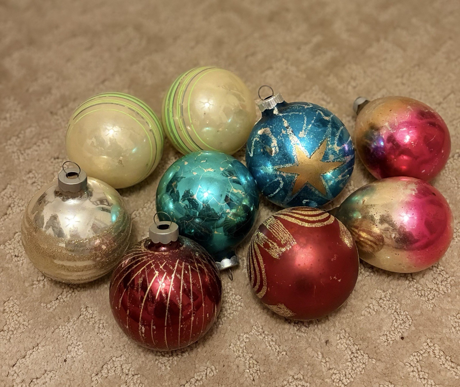 Vintage MCM Christmas Ornaments Set Of 9