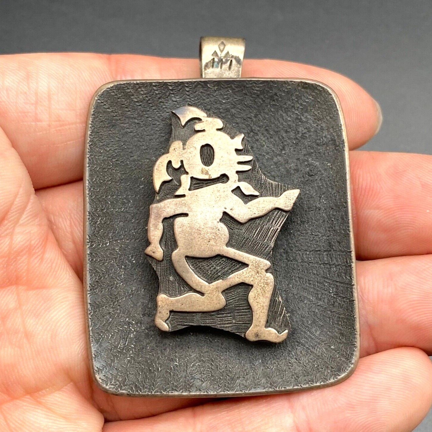 Vintage Hopi Bernard Dawahoya Native Mudhead Kachina Raincloud Silver Pendant