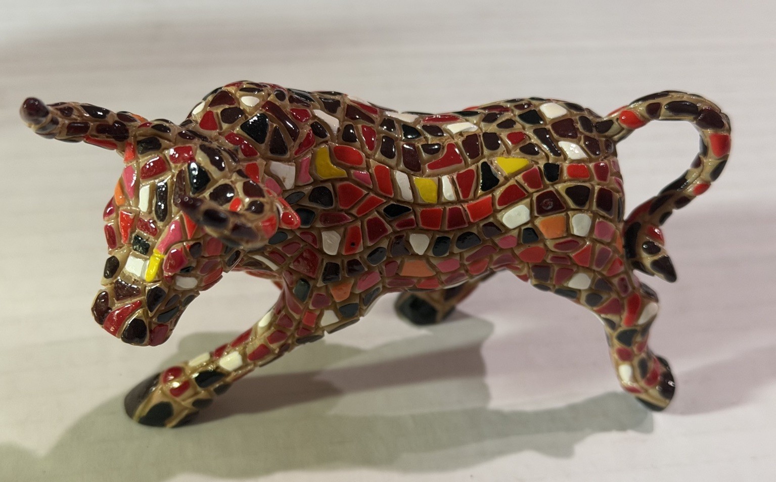 Vintage Mosaic Bull Spanish Spain Toro Statue Figurine Catalan Style Barcino 7\