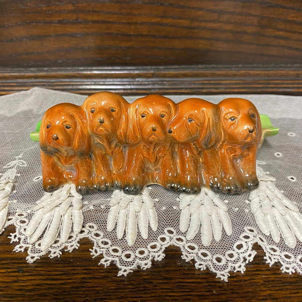 Vintage Ceramic Ashtray Ashtray Puppy Spaniel Dog Five Beswick England Around