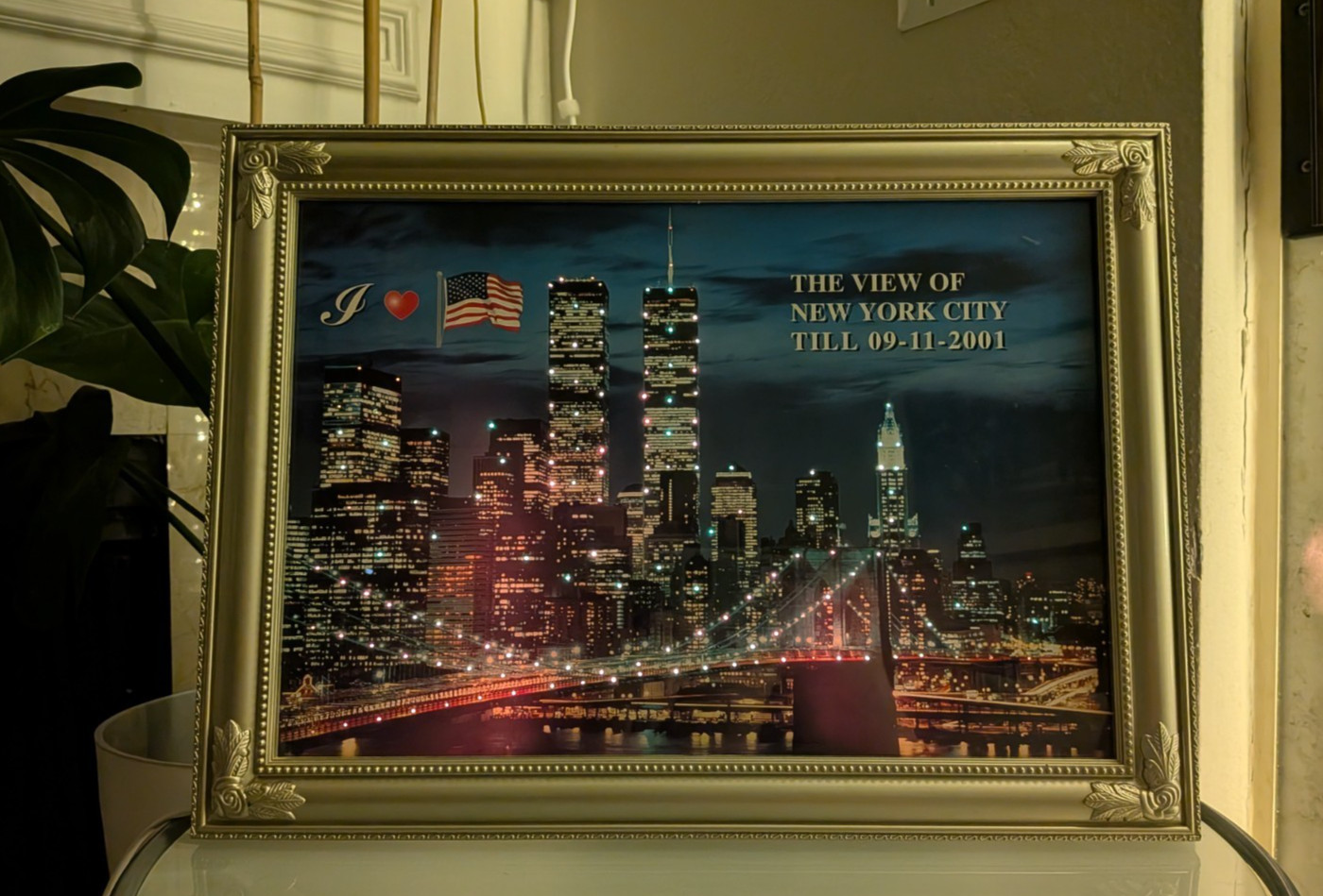 Vintage Eleco NYC Twin Towers Illuminated Wall Art Fiber Optic Light Frame YHC