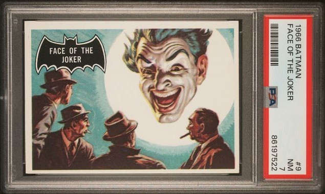 1966 TOPPS BATMAN FACE OF THE JOKER #9 PSA 7