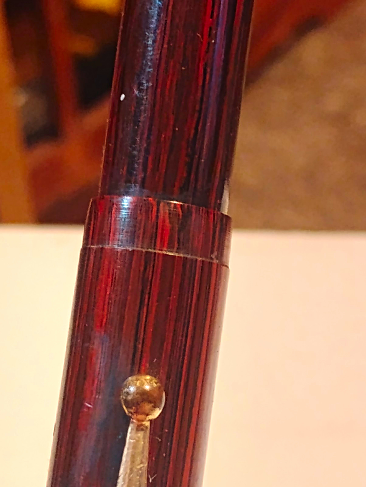 Vintage Ebonite Fountain Pen 14K Gold Medium Nib Black Ink Gold Trim