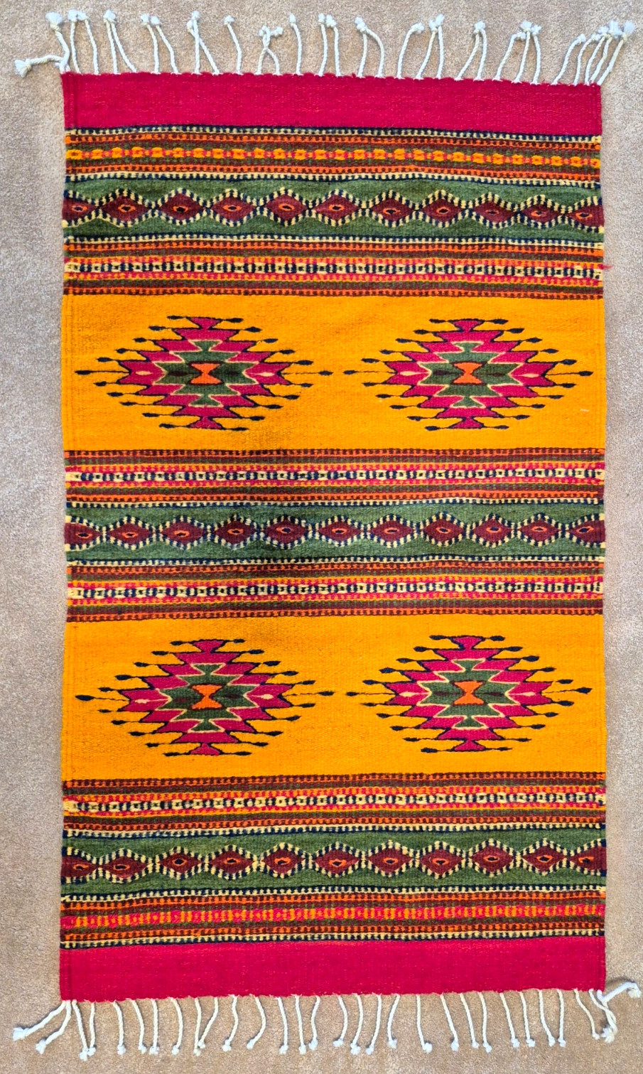 ZAPOTEC RUG, Oaxaca, Mexico, Hand Spun, Hand Woven Wool, 24\