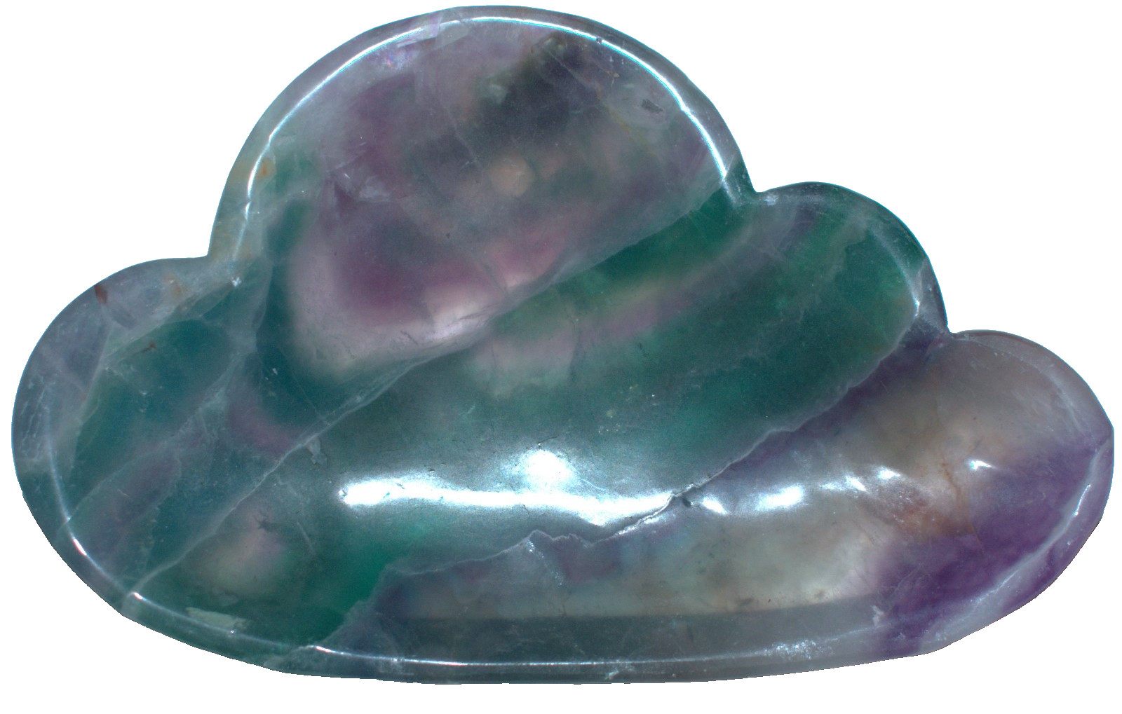 Beautiful Rainbow Fluorite Cloud Dish 4.82