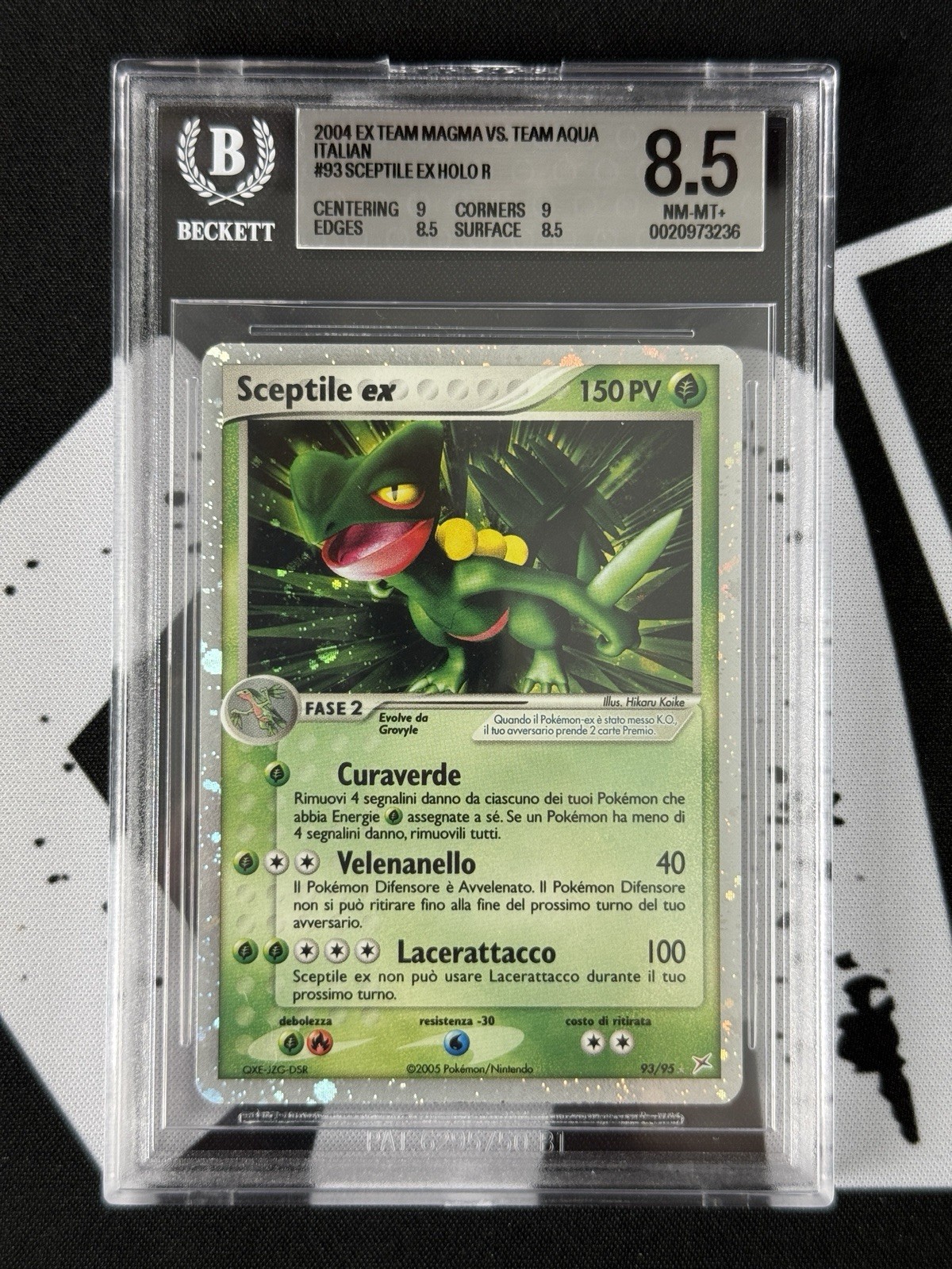 POKEMON BGS 8.5 SKEPTILE EX TEAM MAGMA VS TEAM AQUA 93/95 ITALIAN HOLO - NM-NT+