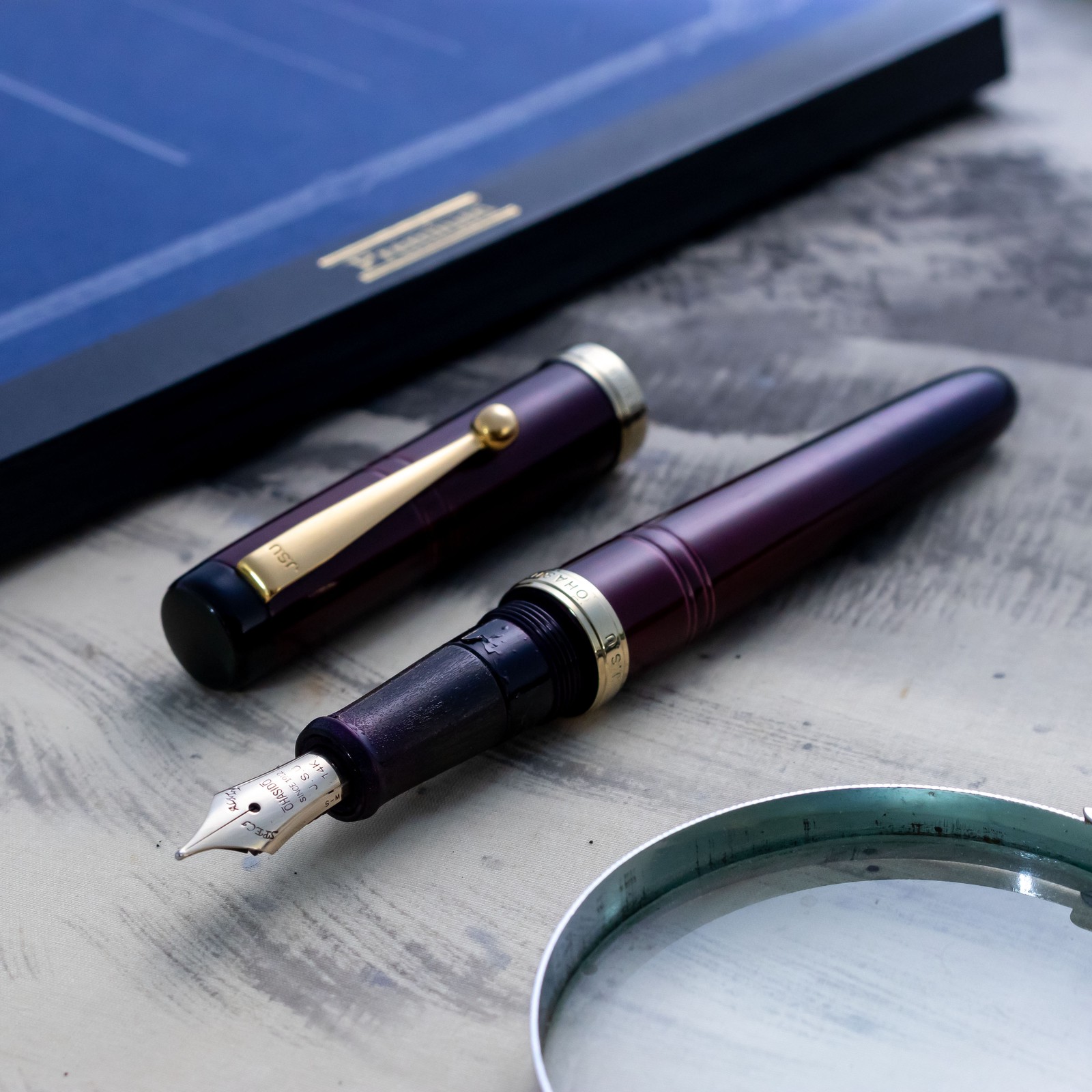 Ohashido Urushi Akatame-Nuri Ebonite Nagahara 14K M JIS Nib Fountain Pen