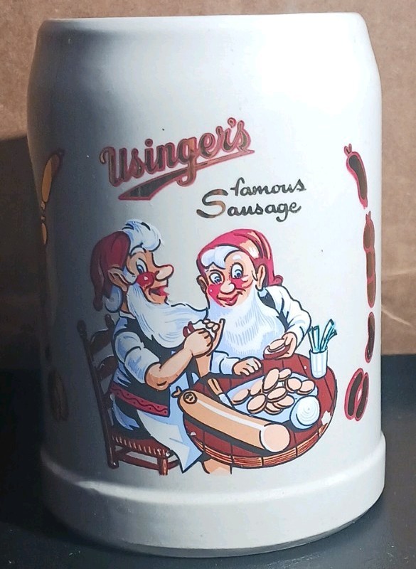 USINGER\'S SAUSAGE Pottery Advertising STEIN / MUG  M WARE